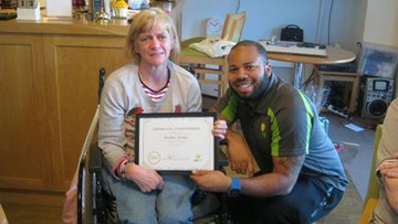 Bishop Auckland care home Resident receives fitness award